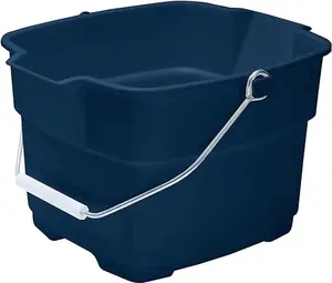 Rubbermaid Roughneck Square Bucket, 15-Quart, Blue, Sturdy Pail Bucket Organizer Household Cleaning Supplies Projects Mopping Storage Comfortable Durable Grip Pour Handle