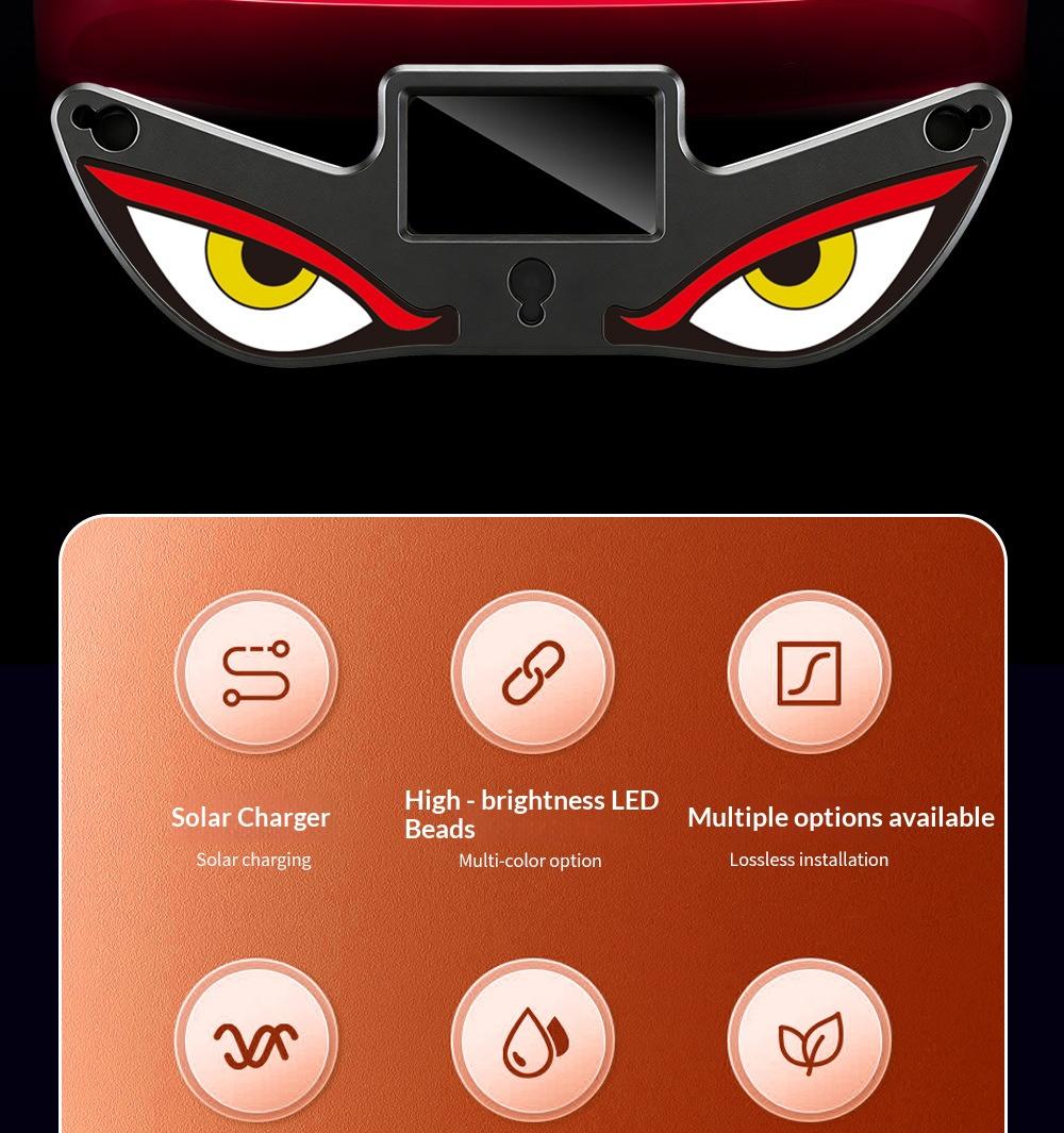 DIYCOM Dynamic LED Rear Window Display for Car – Vampire Devil Eye Emoji Panel, Scrolling Message Screen, USB Powered Night Driving Ambient Light, Cool Funny Auto Decor