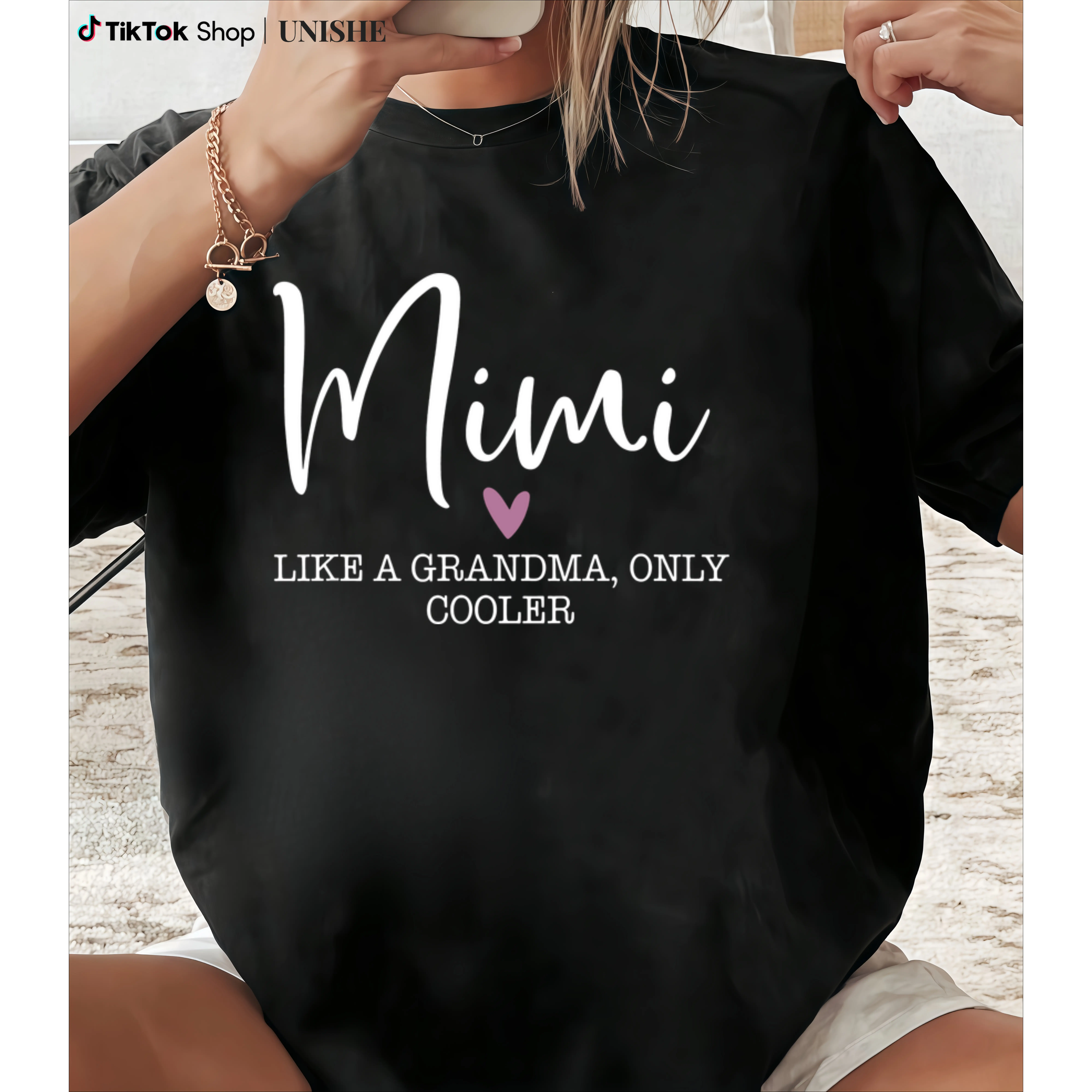 Cool Mimi T-Shirt for Mother's Day – 100% Cotton Heart Print Women Printed
