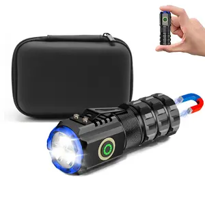 1-Pack Portable LED Mini Flashlight, Rechargeable EDC Small Pocket Flashlight 6 Lighting Modes w/Magnet Clip Waterproof for Camping Hiking Night Walking Running Outdoor Emergency