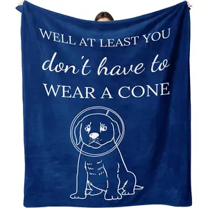 Get Well Soon Gifts for Women Blanket, Get Well Gifts for Men After Surgery, Sympathy Gift, Inspirational Feel Better Gifts for Women, at Least You Dont Have to Wear A Cone Throw Blanket 50"x60"