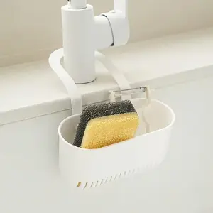 Dry Wet Separation Drain Basket, No Drilling Installation, Under Table Kitchen Sink Organizer, Space Saving, Easy Clean Plastic Basket, Sponge Holder