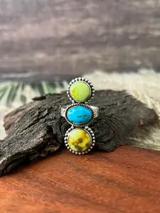 Handmade Sterling Silver Sierra Bella with Palomino Turquoise Collection: Adjustable Ring "Signed Nizhoni"