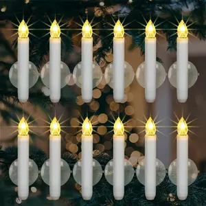 12 count Christmas LED Window Candles with 6h Timer, 2X  Flameless Taper Candle with Suction Cups  Operated for Window, Flickering Candlesticks for Christmas  Wedding Decor