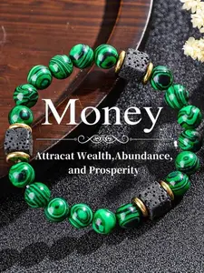 Volcanic & Emerald Stone Money Bracelet, Exquisite Bracelet, Attractive Wealth Luck Symbol, Unisex Daily Elegant Jewelry Gift