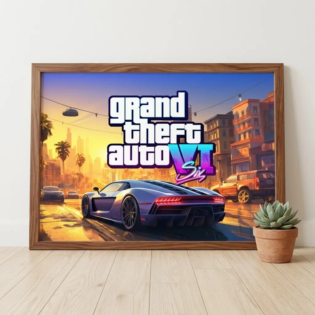 Grand Theft Auto VI Poster, Vice City Style Gaming Wall Art, Open World Game Print, Gamer Room Decor, Video Game Poster, No Frame