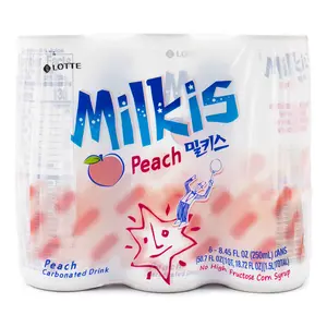 LOTTE Milkis Peach Flavored Carbonated Drink 8.45fl oz (250ml) x 6Cans 50.7 fl.oz Beverage LOTTE Milkis Peach Flavored Carbonated Drink 8.45fl oz (250ml) x 6Cans 50.7 fl.oz Beverage