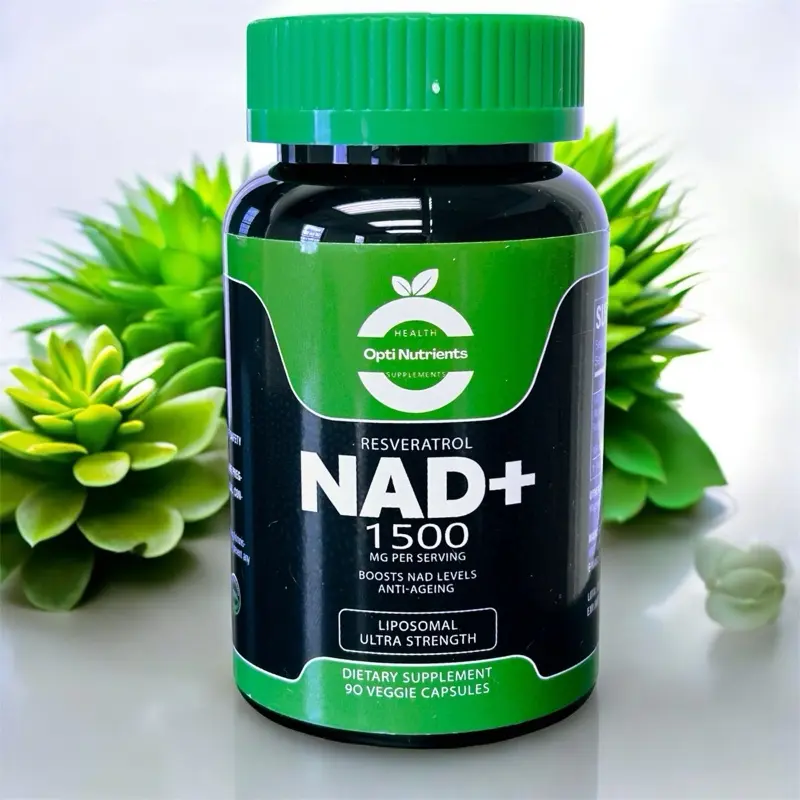 Opti Nutrients NAD+ Supplement 1500mg Liposomal with Resveratrol for Cellular Health, Energy Levels & Skin Aging Support - 90 Count