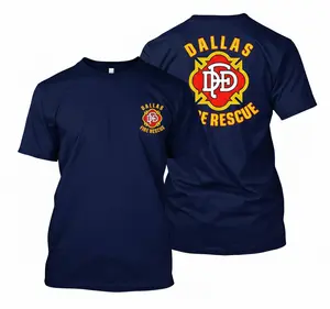 Dallas Fire Rescue Firefighter Graphic T-Shirt, Bold Red and Yellow Logo Print, Soft Cotton Blend Shirt for Men & Women, Firefighter Apparel, Perfect Gift for Firefighters