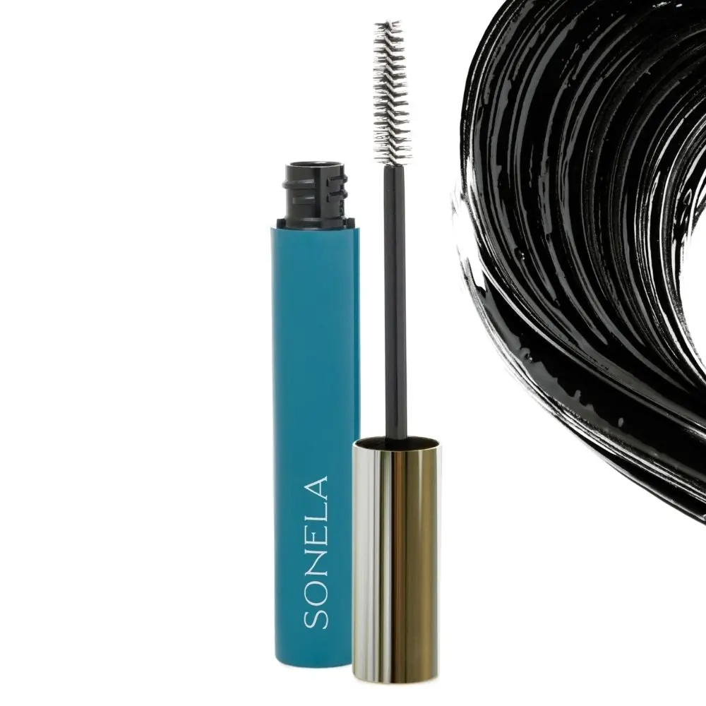 Lashes Lengthening Mascara by Sonela | Smudge-Proof, Long-Lasting Deep Black Formula for Fuller, Lifted, Curled Lashes | Everyday Makeup Essential |  Hypoallergenic |  Nourishing Mascara infused with Hyaluronic Acid