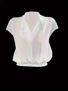 Women's Plain Basic Batwing Sleeve V Neck Blouse Shirts, Casual Cap Sleeve Top for Summer, Women's Clothing for Daily Wear