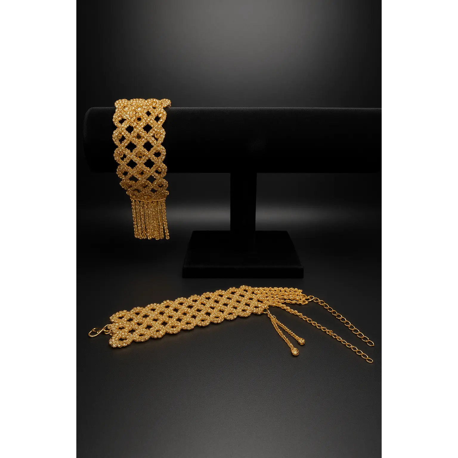 Radiant Lattice Rhinestone Cuff Bracelet