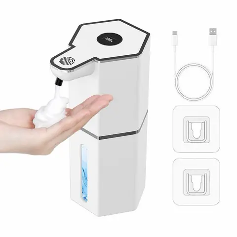 Automatic Soap Dispenser, 12oz Touchless Foaming Soap Dispenser, USB Rechargeable, 4 Adjustable Levels, Waterproof, Kitchen Gadgets, Home Essentials Hand Wall, Bathroom soap dispenser Restroom