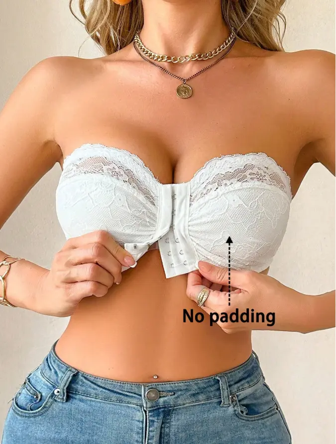 Women's Wedding Lace Wireless Front Closure Bralette – Elegant Soft Lace Bra for Bridal, Everyday Comfort & Special Occasions