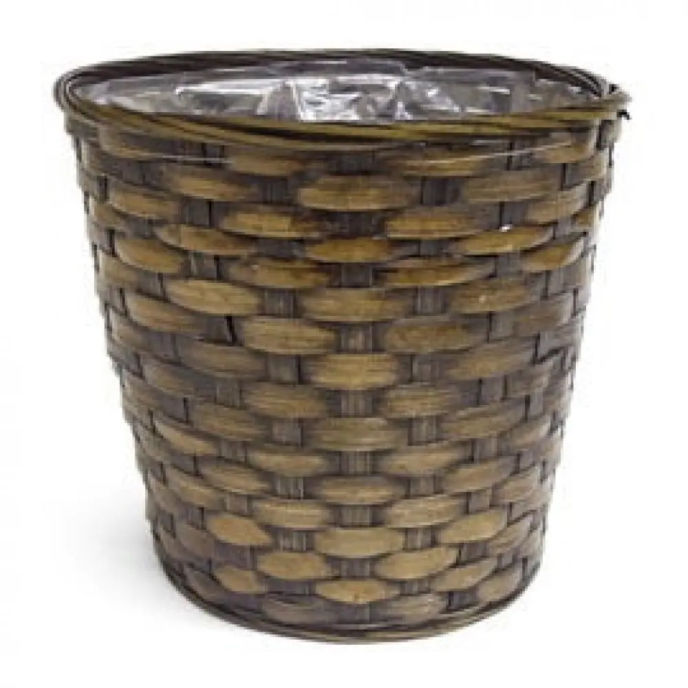 MDR Trading AI-3525GB-Q02 7 in. Brown Woven Bamboo Planter - Set of 2