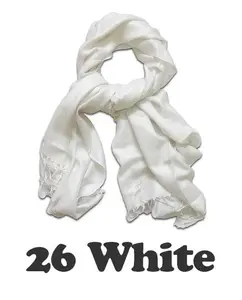 Women Pashmina Wool Feel Silky Classic Solid Wedding Shawl Scarf Stole Wrap  White