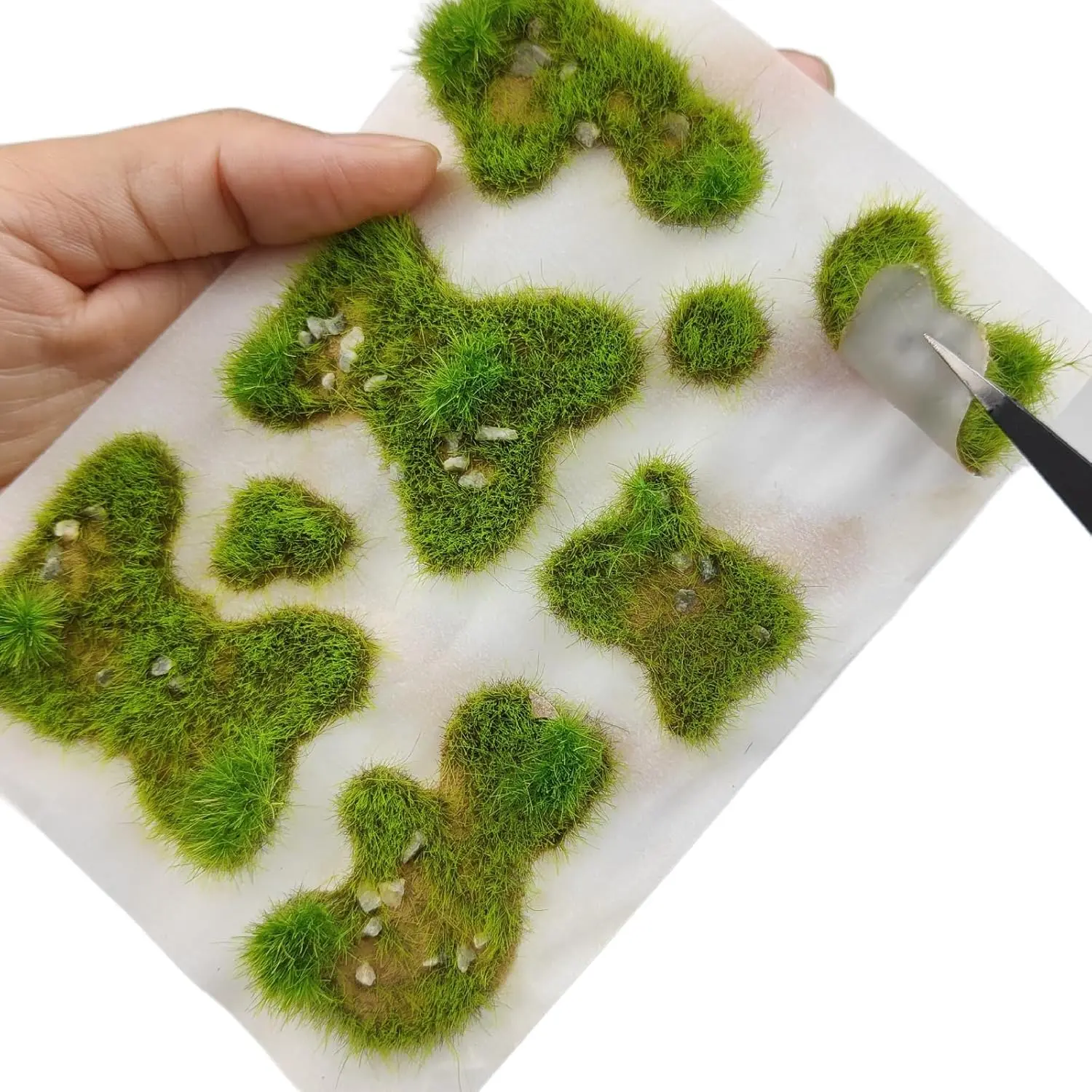 GDEPLOK Static Grass Mat Multi-Size Adhesive Set, Model Scenery Turf Sheets for Train Layouts, Wargaming Terrain