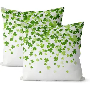 St Patricks Day Pillow Covers 16x16 Inch t of 2, Lucky Green Shamrock Throw Pillows asonal Spring Decor Square Pillowca Clover Farmhou Outdoor Cushion Ca Decorations for Home Party