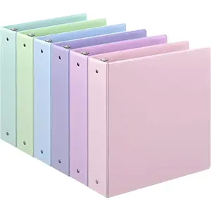 2-Inch 3-Ring Binder with Pockets, Premium 2'' Large Binders with Three Ring Binders Holds up to 450 Sheets US Letter Size, Bulk Pack of 6 (2- inch Pastel Color)