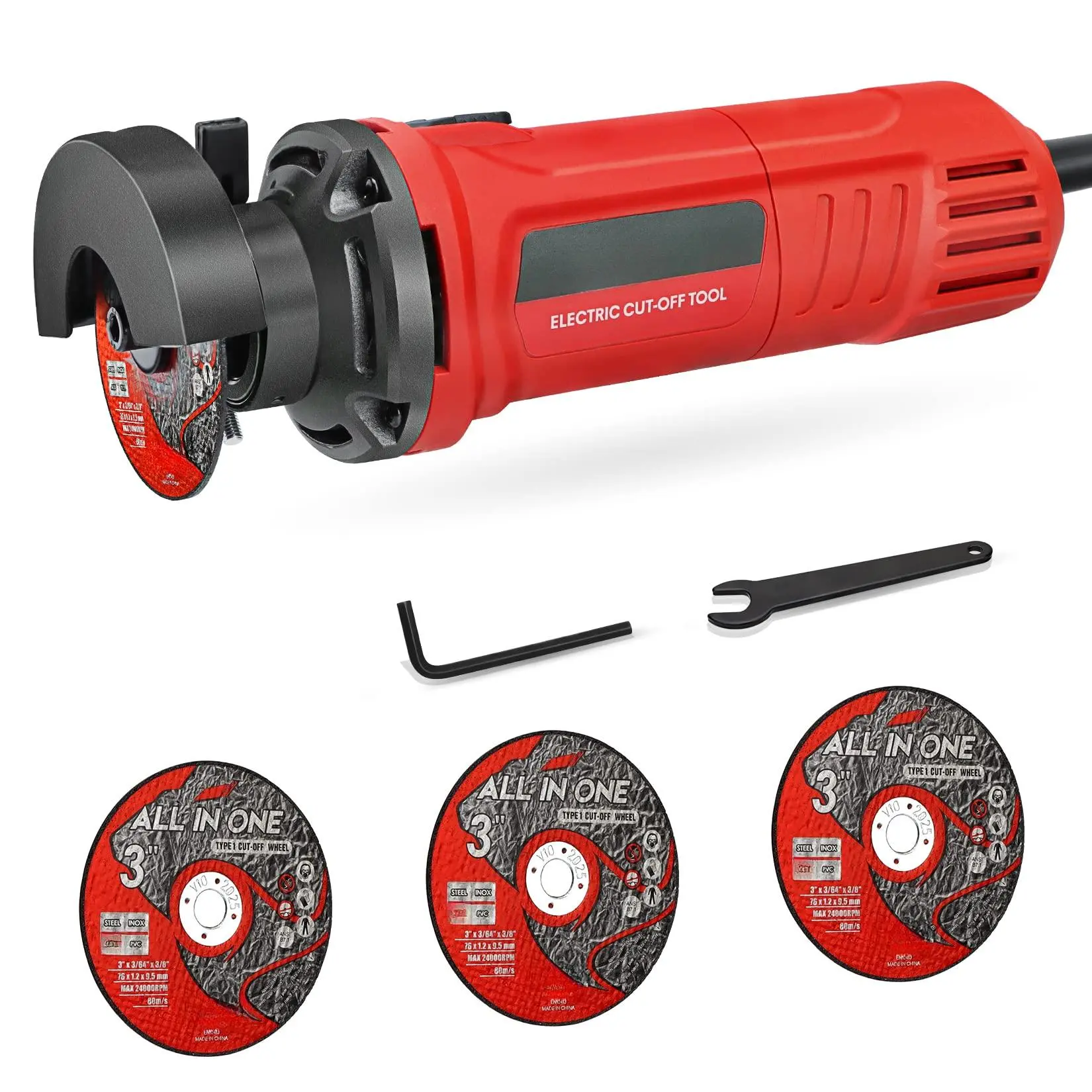 3 Inch High-speed Cut Off Tool  3.5 Amp Metal With 3pcs Multifunctional Wheels 24000rpm Electricl Tools For Steel Inox Pvc