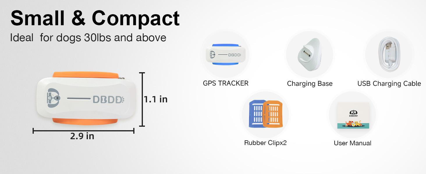 DBDD AI GPS Tracker for Dogs (30lbs+), Real Time Location and AI Health Assistant, Electronic Fence, Waterproof, iOS and Android Universal Cat