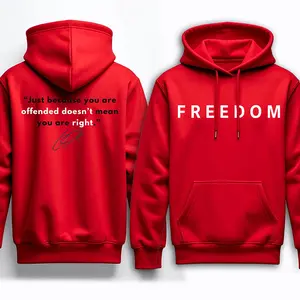 Freedom Quote Hoodie, Inspirational Red Graphic Shirt, Motivational Casual Top Unisex Apparel Made in USA