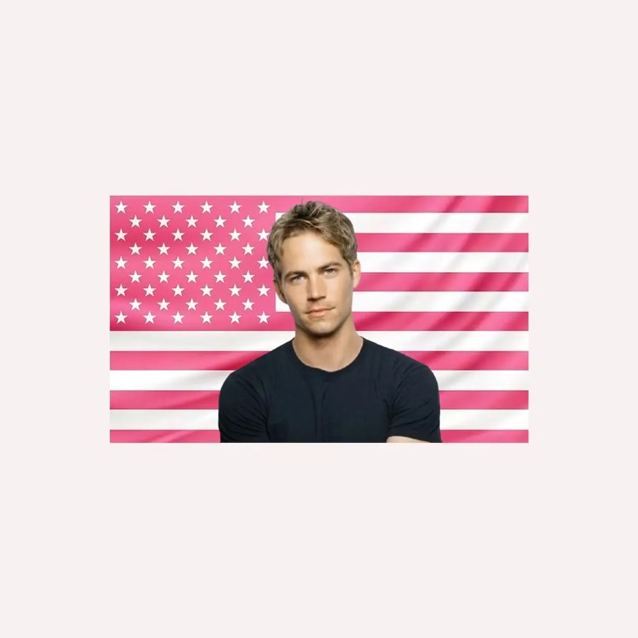 Young Paul Walker Pink American Flag Tapestry – Fast & Furious Wall Art | Celebrity Fan Room Decor | Aesthetic Pink Flag Lightweight Indoor Wall Art