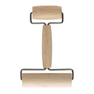 Harold Import  7 in. x 4.5 in. dia. Wood Double Dough Roller