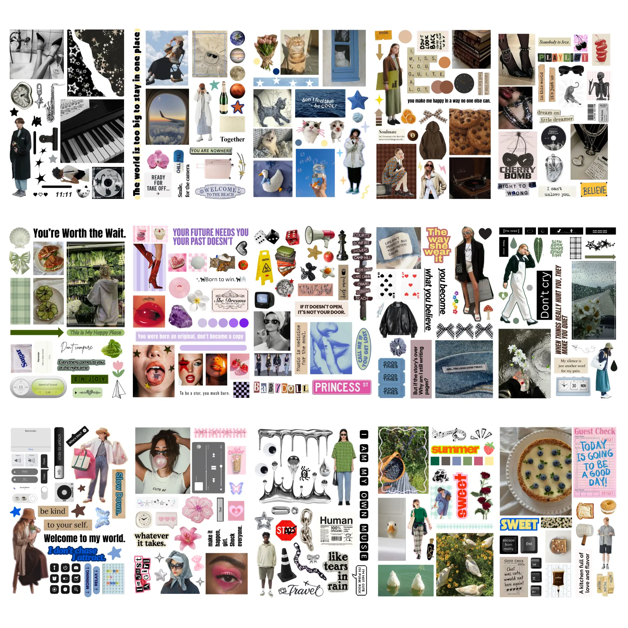 Set of 15 Sheets Scrapbooking Sticker Vol.1 Set of 15 Sheets Scrapbooking Sticker Vol.1