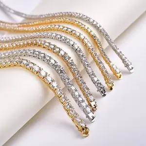 M2-9140 Iced Out Moiss Tennis Chain Necklace - Bling Shiny Hip Hop Style, Chains for Women, Unisex Fashion Costume Jewelry Accessory summerwins