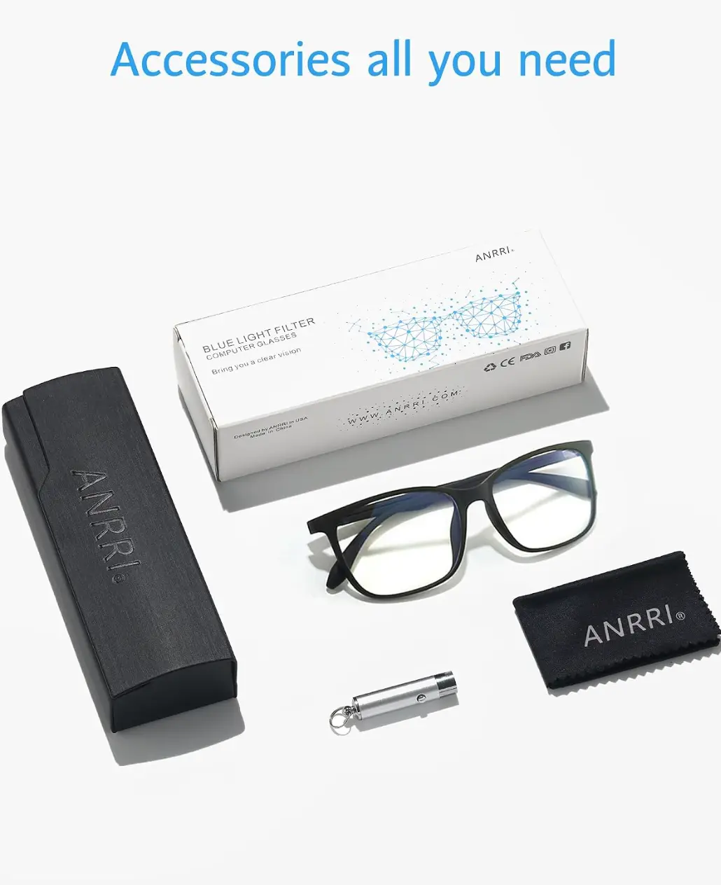 Blue Light Blocking Glasses, Anti Eyestrain Lens Lightweight Frame Eyeglasses, Black, Men/Women