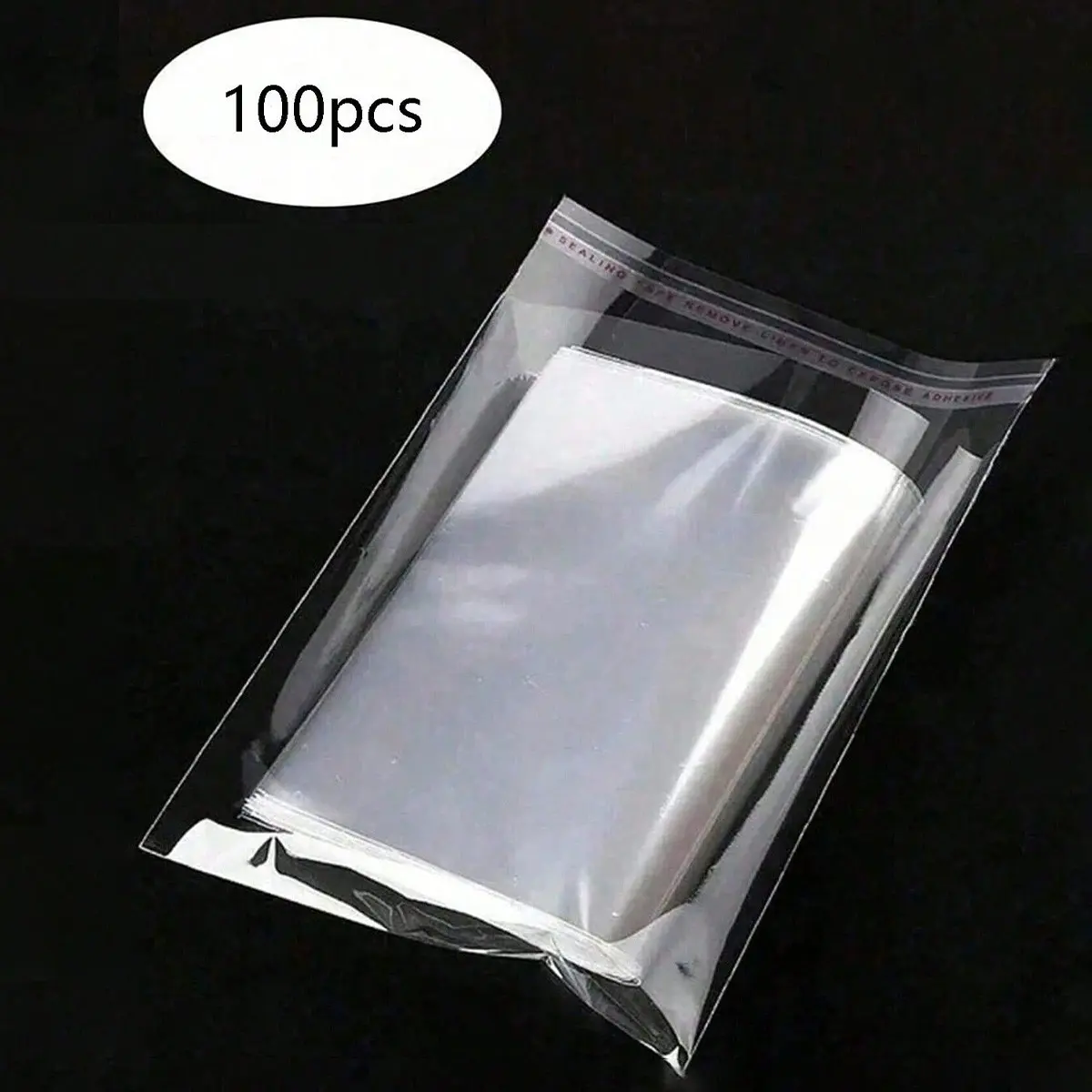 100 Self-Adhesive Sealed Transparent Opp Bags, Reusable Plastic Bags for Gifts, Toys, Food, Clothes, Party Supplies, Gift Packaging, Ideal for Holidays