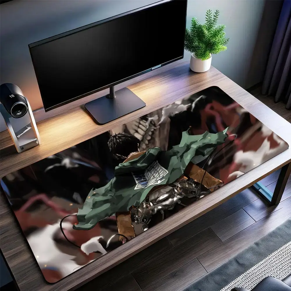 Eren Yeager #2 Attack On Titan Naruto Gaming Mouse Pad Personal, Custome, Anime Desk Mat Extended Keyboard Pad Waterproof Non Slip Rubber Base Large Mousepad for PC Gamer Setup Desk Accessories 40x21 Inch,Office Gifts, Decor desktop