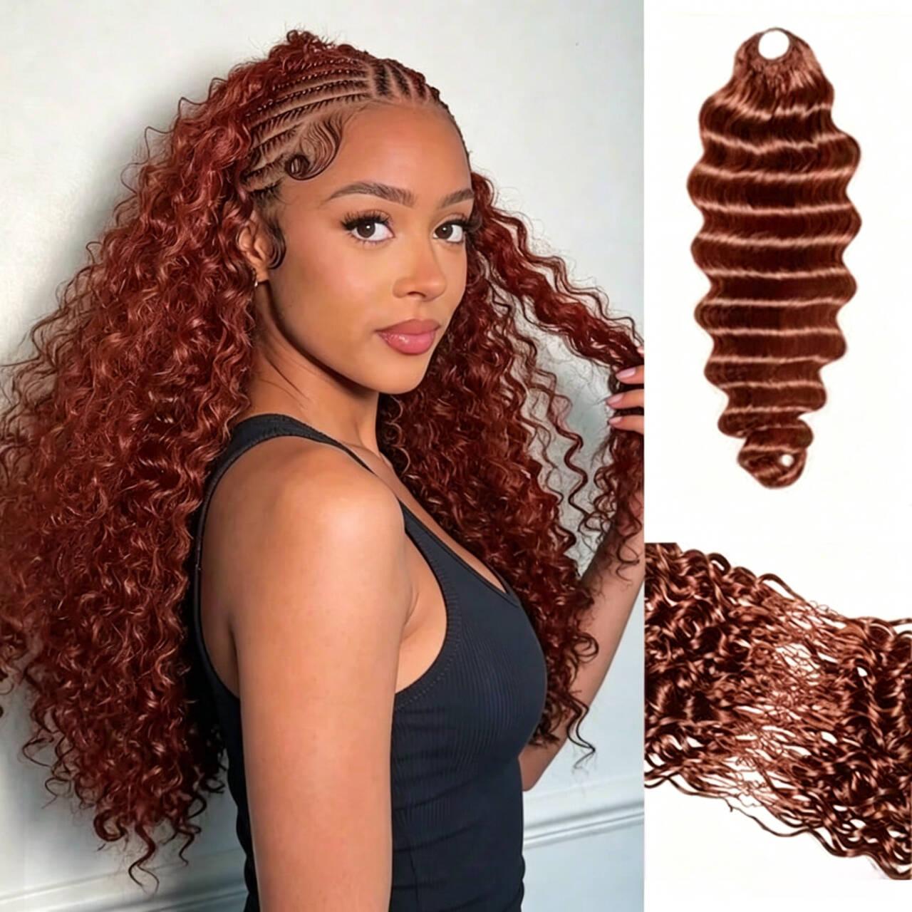 Women's Virgin Human Hair Crochet Piece - 18/20in, 50g Pre-Looped Feather Bond Open End, Burmese Curly Waves, Invisible Seamless Knotless Soft BM Hair, Natural & Bouncy, Virgin Hair Women's Virgin Human Hair Crochet Piece - 18/20in, 50g Pre-Looped Feather Bond Open End, Burmese Curly Waves, Invisible Seamless Knotless Soft BM Hair, Natural & Bouncy, Virgin Hair