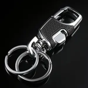 High-End Zinc Alloy Car Keychain Upgrade Dual-Ring Design, Durable Iron Chain, Anti-Loss Leather Keyring, Universal Fit, Modern Style, Lightweight Keychain