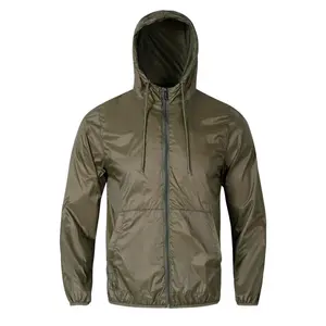 Men's Packable Full Zip Windbreaker Jacket, Lightweight Breathable Mesh Lining Coat, Water Resistant Outdoor Outerwear, Mens Hooded Rain Shell with Pockets, Portable Travel Windproof Top, Casual Athletic Running Jacket, Foldable Shell