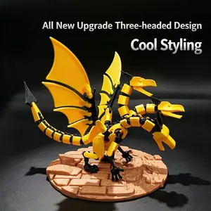3D Printed 3-Head Dragon Action Figure, Articulated Joints, Movable Wings & Tail, Creative Desk Toy, Perfect for Collectors and Kids, Collectible Figurine