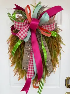 32 Inch Orange And Green Oval Bead Grass Wreath