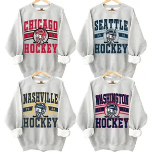 Vintage Hockey ASH Grey Sweatshirt, Retro Ice Hockey Crewneck, All Team Hockey Fan Pullover, Unisex Sports Graphic Sweater