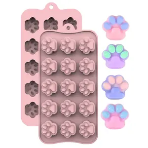 1pcs, Puppy Dog/Cat Paw Baking Pan, Chocolate Mold, Handy Non-Stick Food Grade Silicone Kitchen Mold For Chocolate, Candy, Jelly, Ice Cubes, DIY Baking Tools