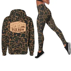 Old Row Outdoors Deer Badge Camo Hoodie Legging Set Women's and Kid's Premium Hoodie Set All-Over Print Cozy Loungewear & Modern Streetwear