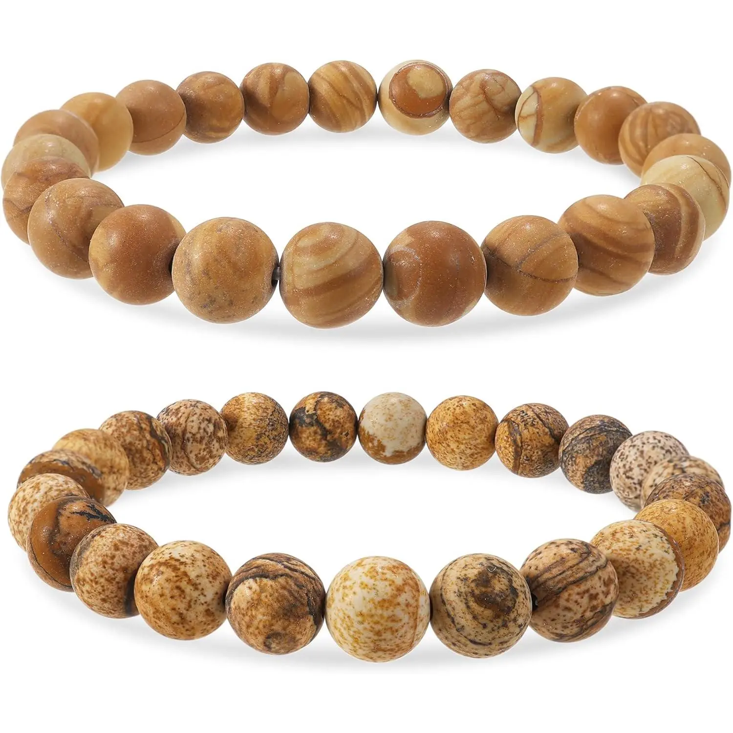 8mm Wood Grain Jasper & Picture Jasper (Creativity