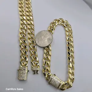 Fashion set chain with bracelet beautiful style 24"inches and 8"inches with clear stone's 10MM