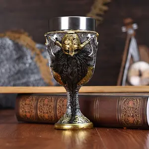 Nordic Viking Warrior Wine Cup - 3D Viking Axe & Helmet Stainless Steel Goblet for Wine, Cocktails & Decor