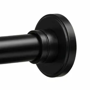 Matte Black Shower Curtain Rod 30 to 76 Inches, 1 Inch Stainless Steel Adjustable Spring Tension Rods No Drill for Bathroom, Closet, Window, Room Divider, Never Rust, Non Slip