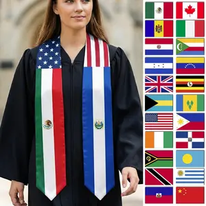 Custom 2/3/4 Flags Mixed Graduation Sash, Country Flags Graduation Stole, Personalized Graduation Gift for Friends,Class of 2026 Grad Stoles