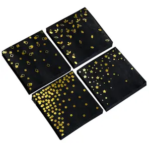 100 Black - 4 Designs l 3-Ply Cocktail Paper Folded 5 x 5 Inches l Bar Disposable Napkin for Wedding Baby Shower Birthday (Pink)
