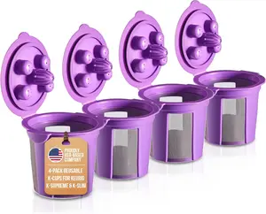 4 Reusable K Cups for Keurig Supreme, K-Supreme Plus, K Slim, K-Classic by PureHQ - Refillable Kcup for Keurig Coffee Maker - MultiStream Coffee Pods Filter