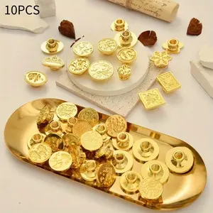 10pcs Fire lacquer wax random relief seal retro style decoration self-adhesive invitation letter envelope love letter seal sticker fire lacquer seal does not repeat the style