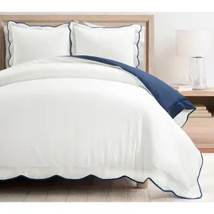 Lush Decor Coastal Chic Scallop Edge Duvet Cover 3pc Set- F/Q